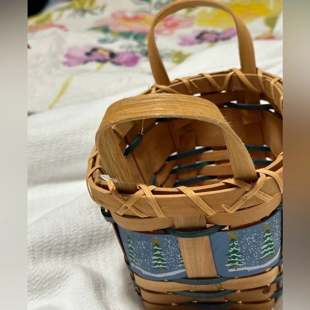 Woven holiday basket with snowy tree design. New with tags!